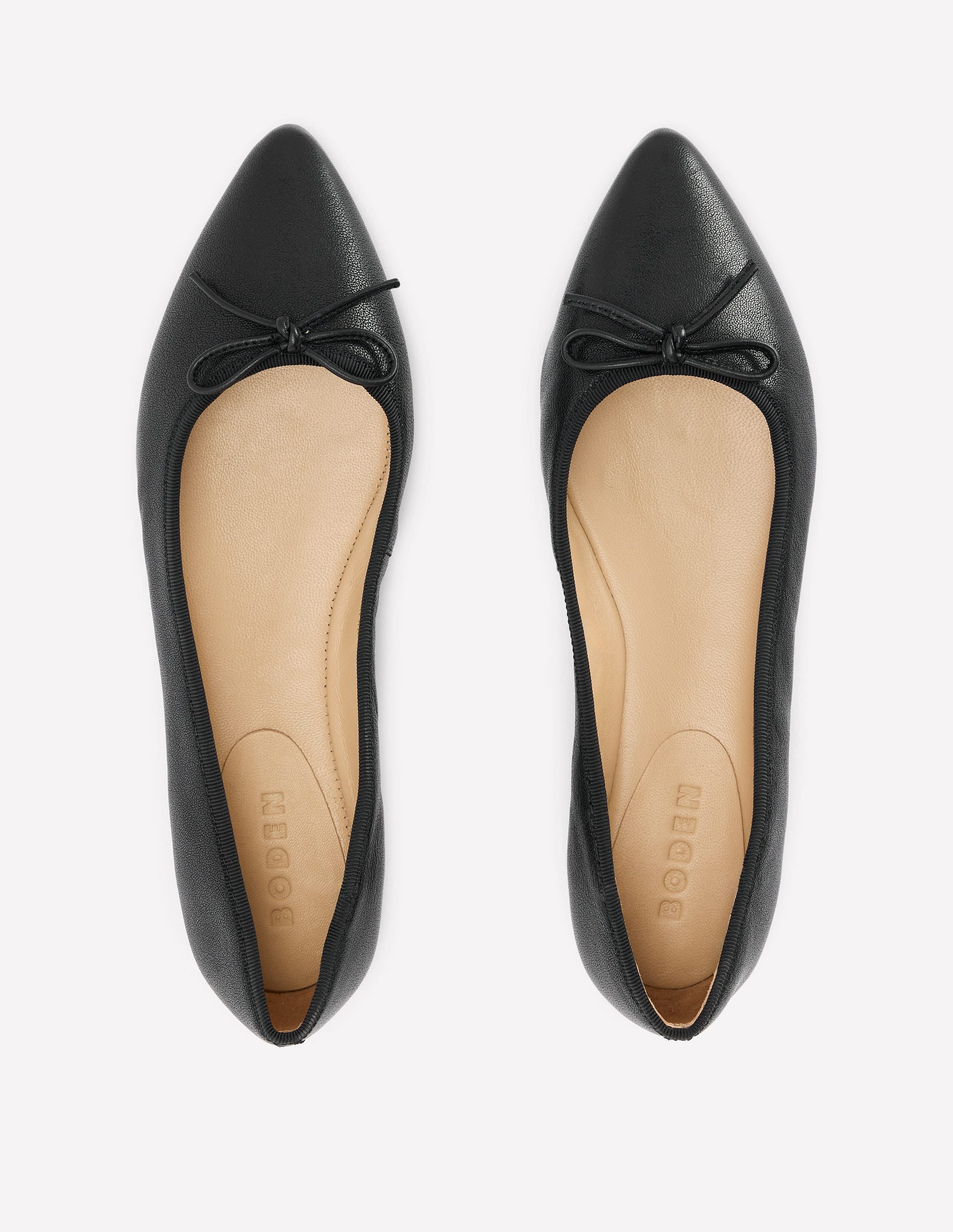 Point Flexi Sole Flats-Black Tumble Leather - Image 5