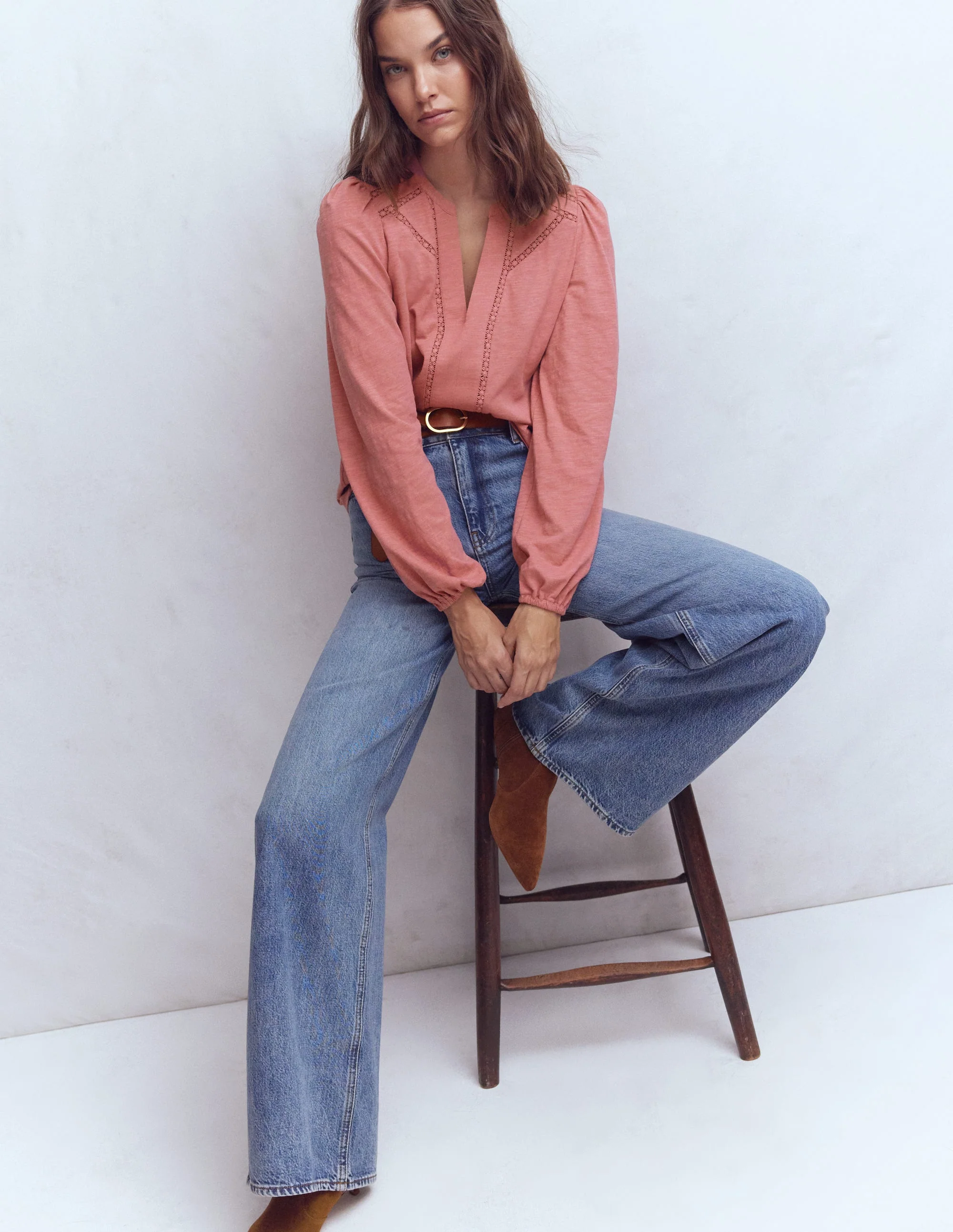 Poppy Long Sleeve Top-Vintage Rose - Image 4