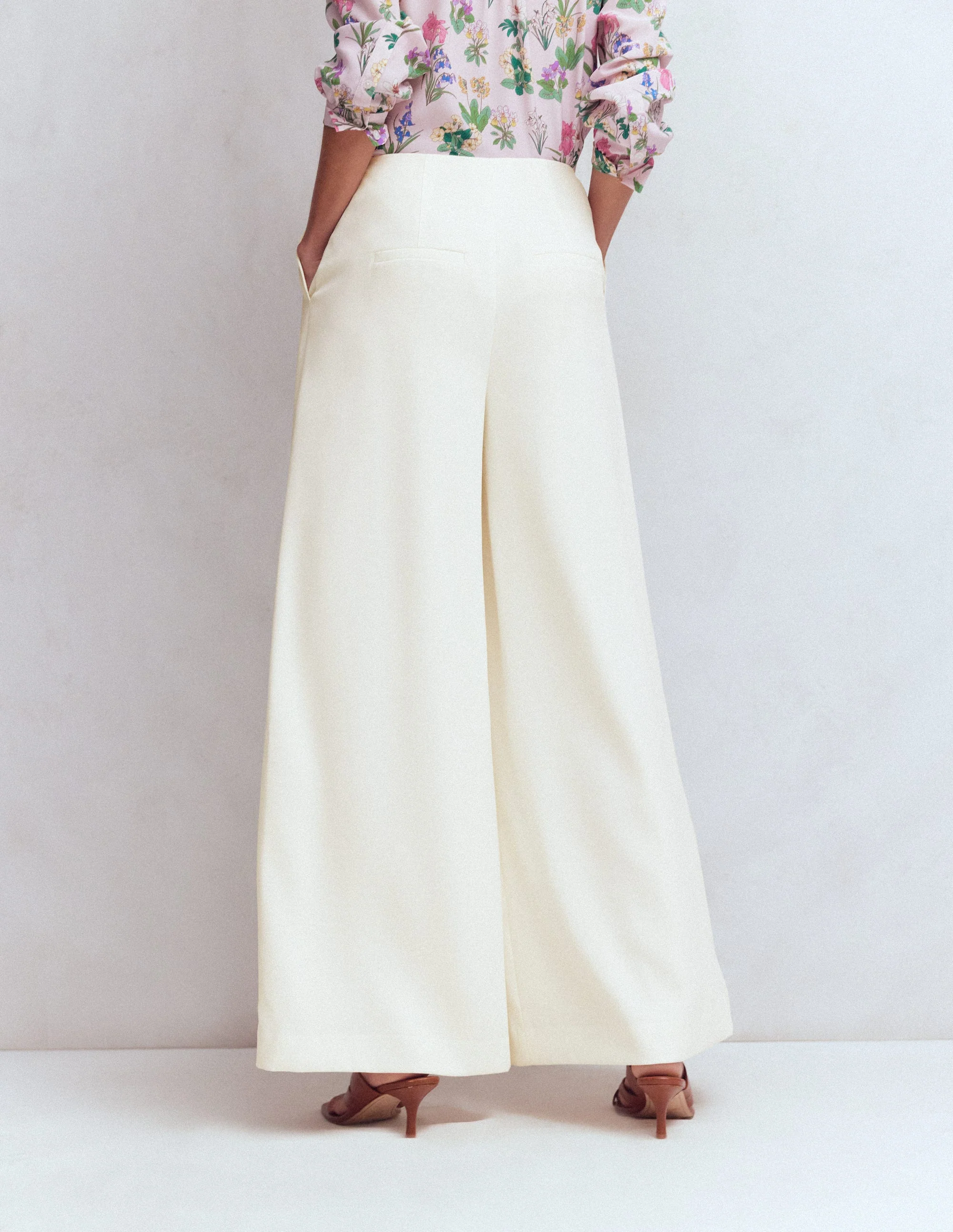 Regent Wide Leg Trousers-Ivory - Image 3