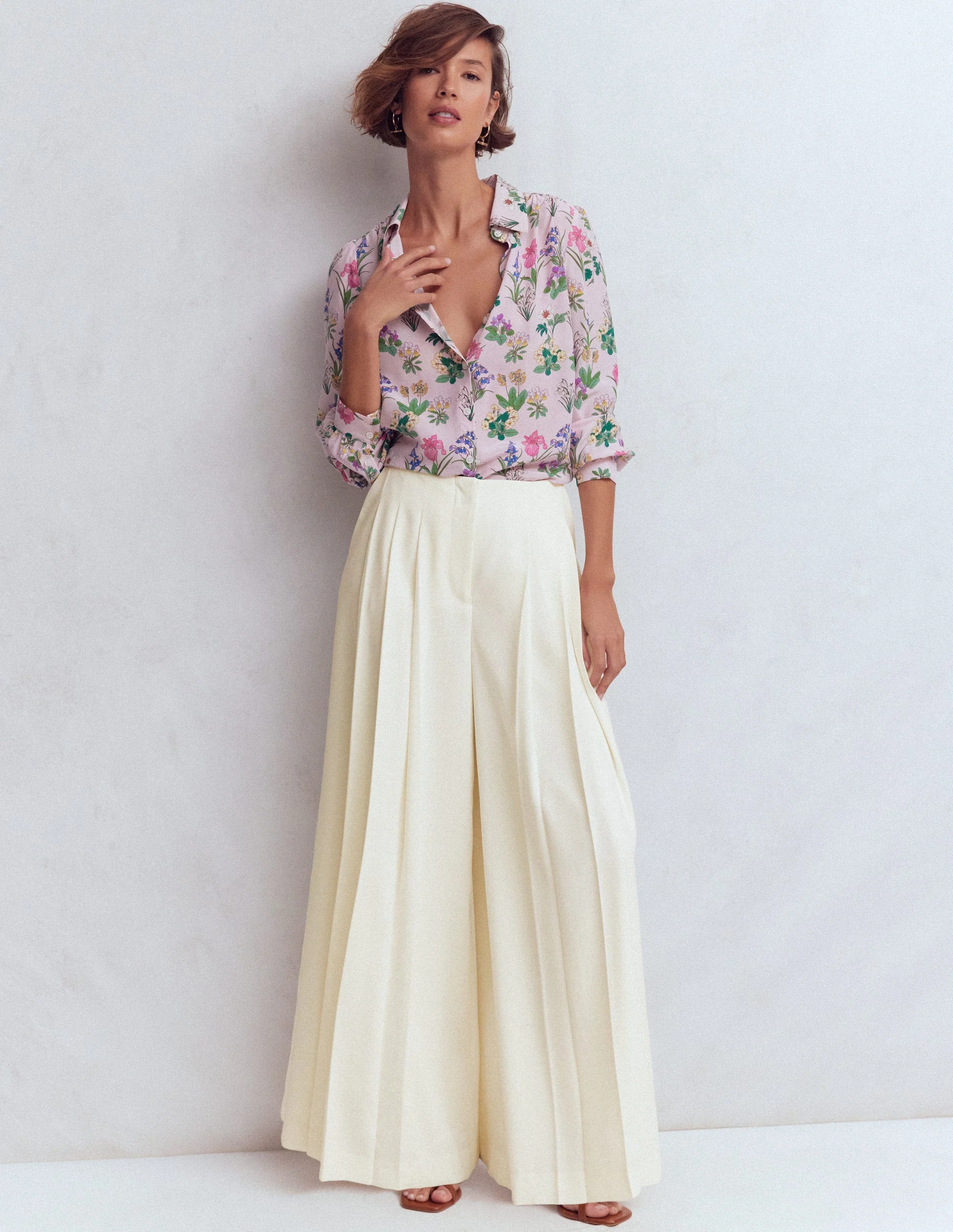 Regent Wide Leg Trousers-Ivory - Image 5