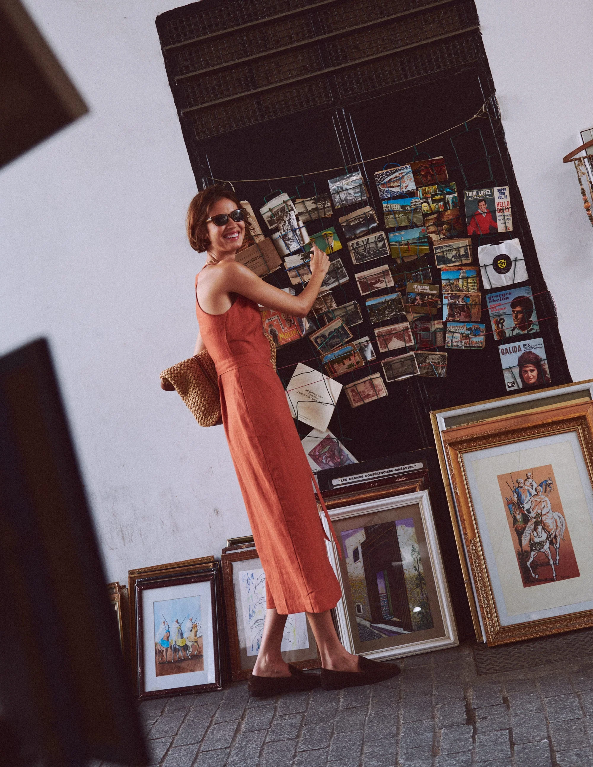 Rosa Halter Linen Midi Dress-Burnt Orange - Image 5