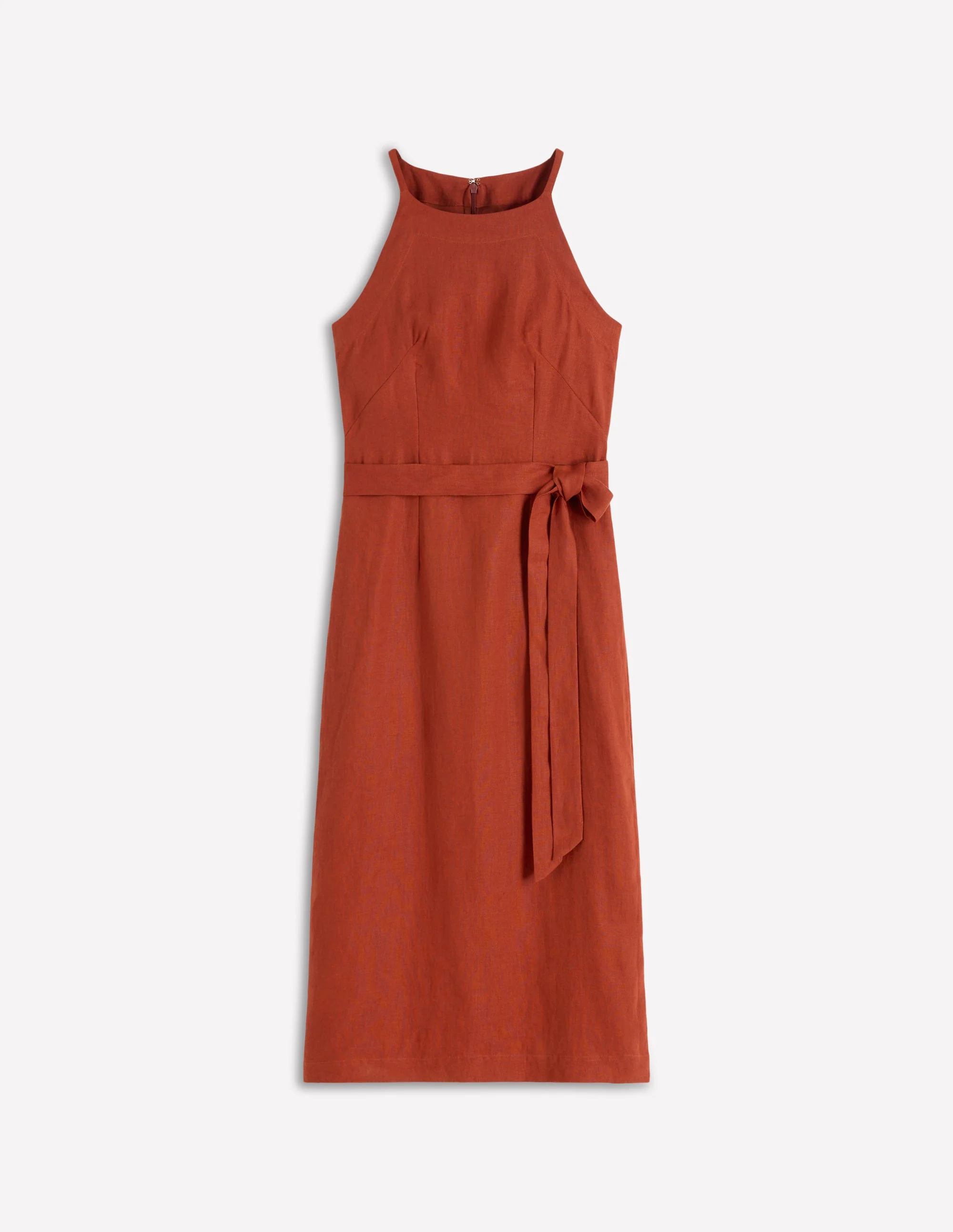 Rosa Halter Linen Midi Dress-Burnt Orange - Image 6