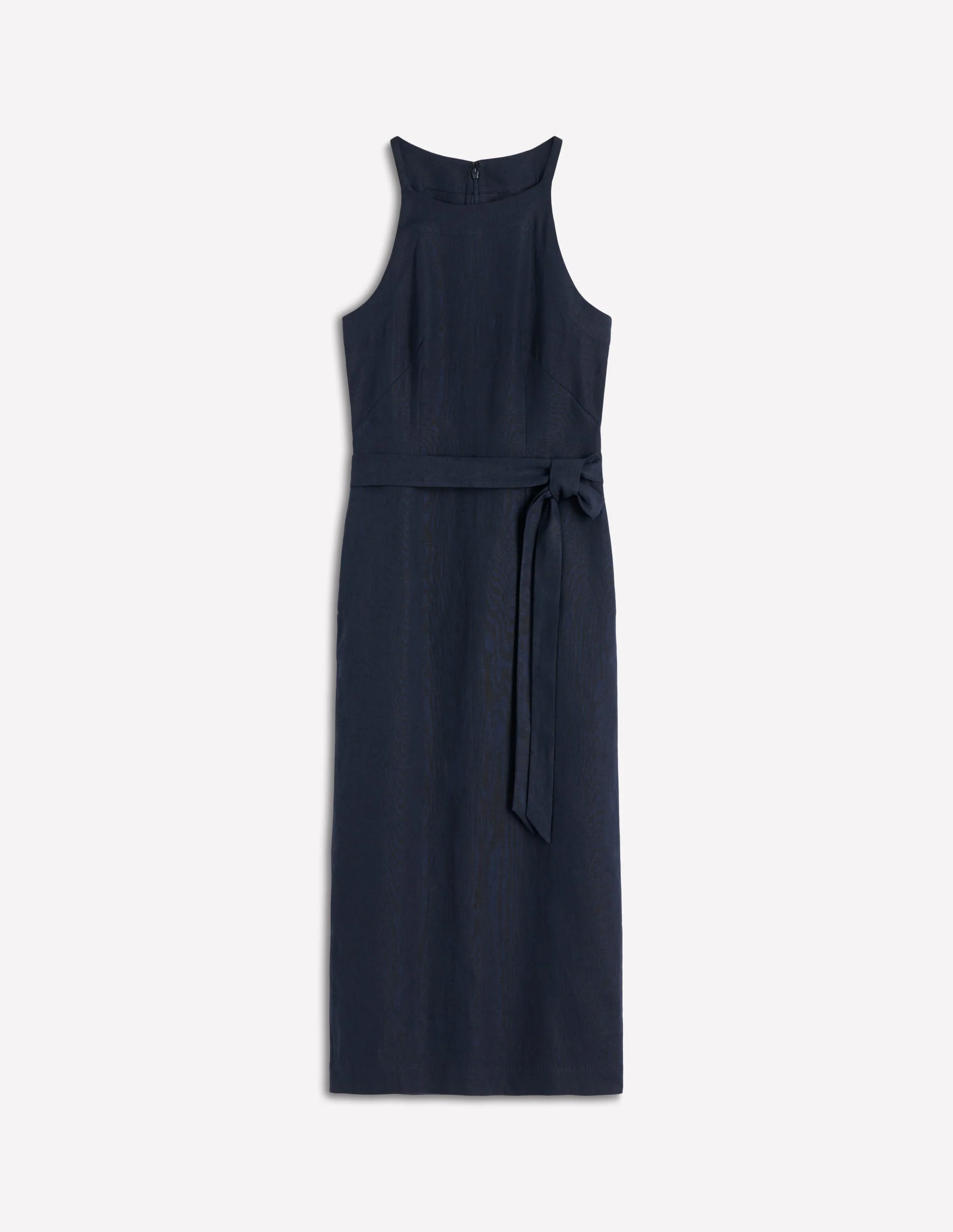Rosa Halter Linen Midi Dress-Navy - Image 5