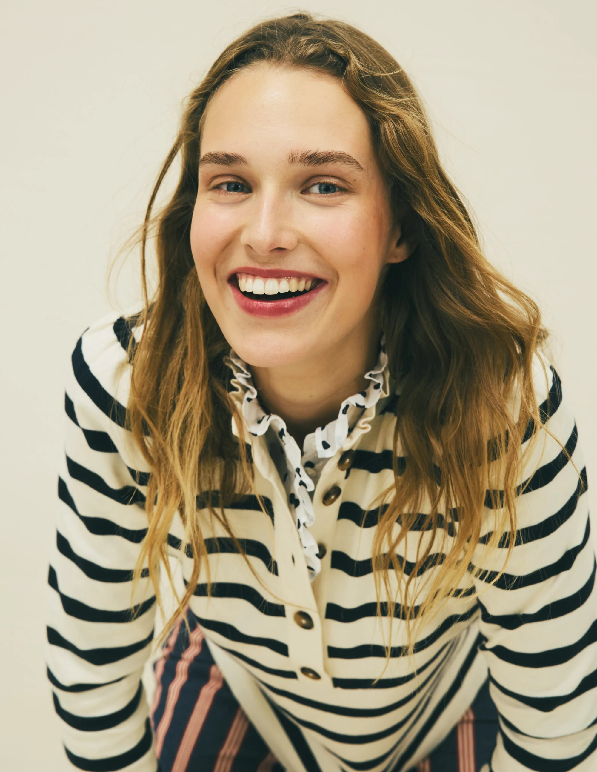 Ruffle Collar Mariner-Ivory and Navy Stripe - Image 6