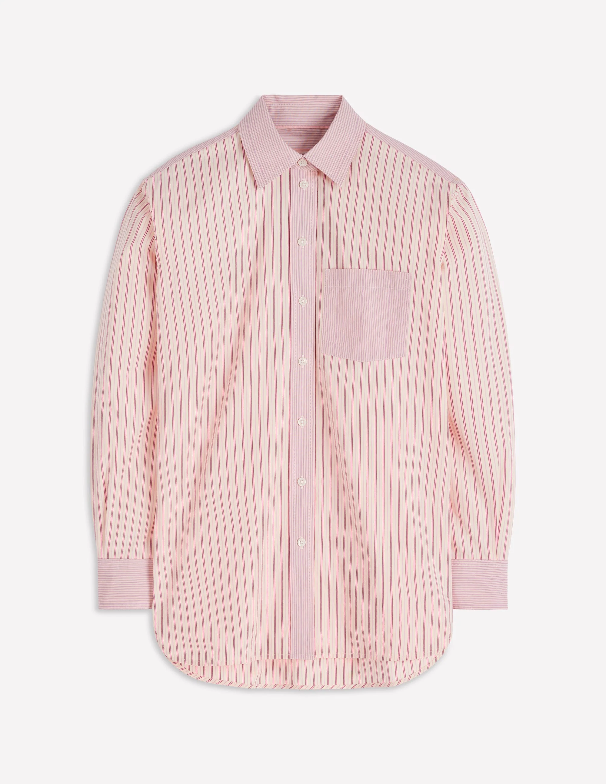 Sadie Relaxed Cotton Shirt-Pink Stripe Hotch - Image 5