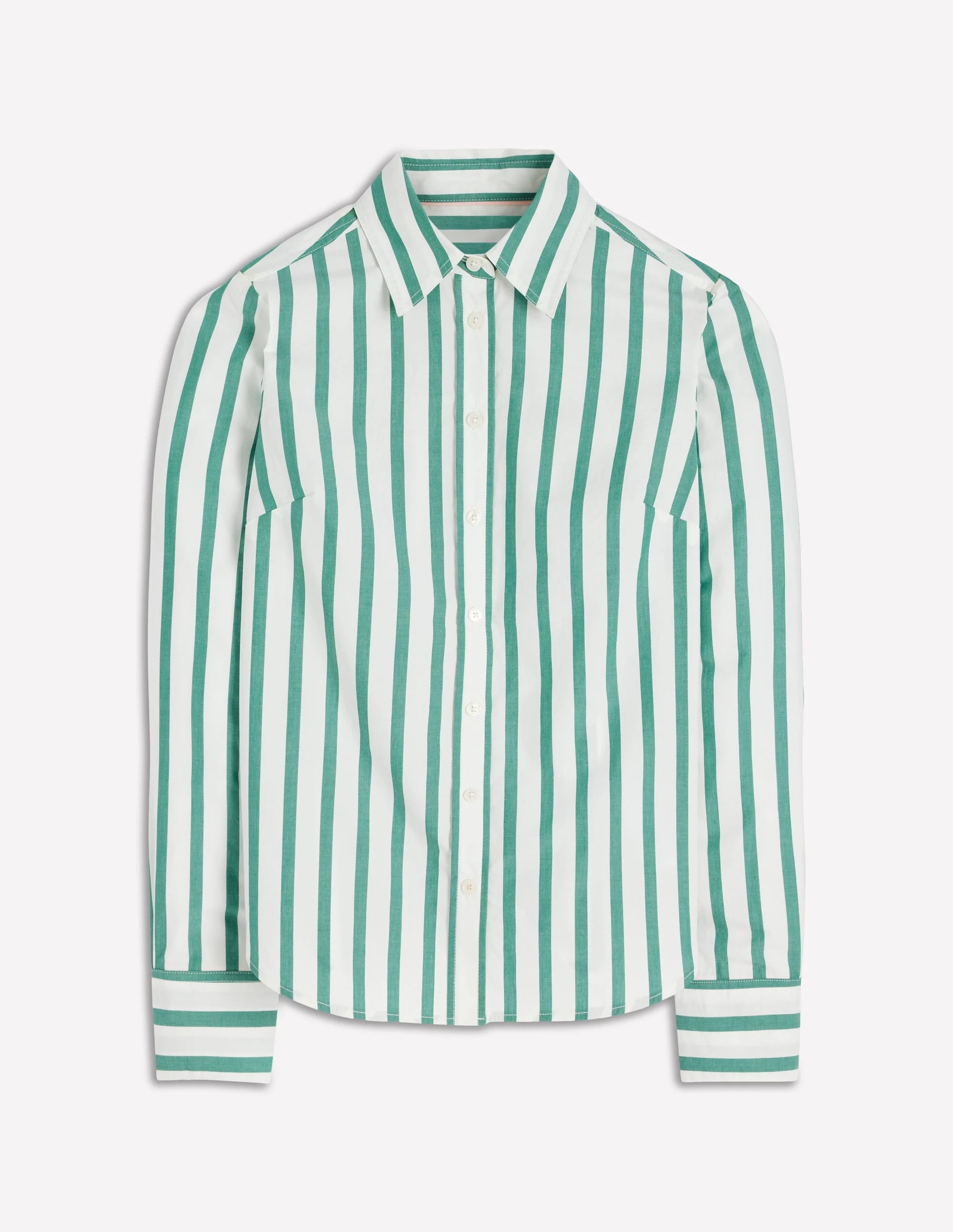 Sienna Cotton Shirt-Green and Ivory Stripe - Image 7