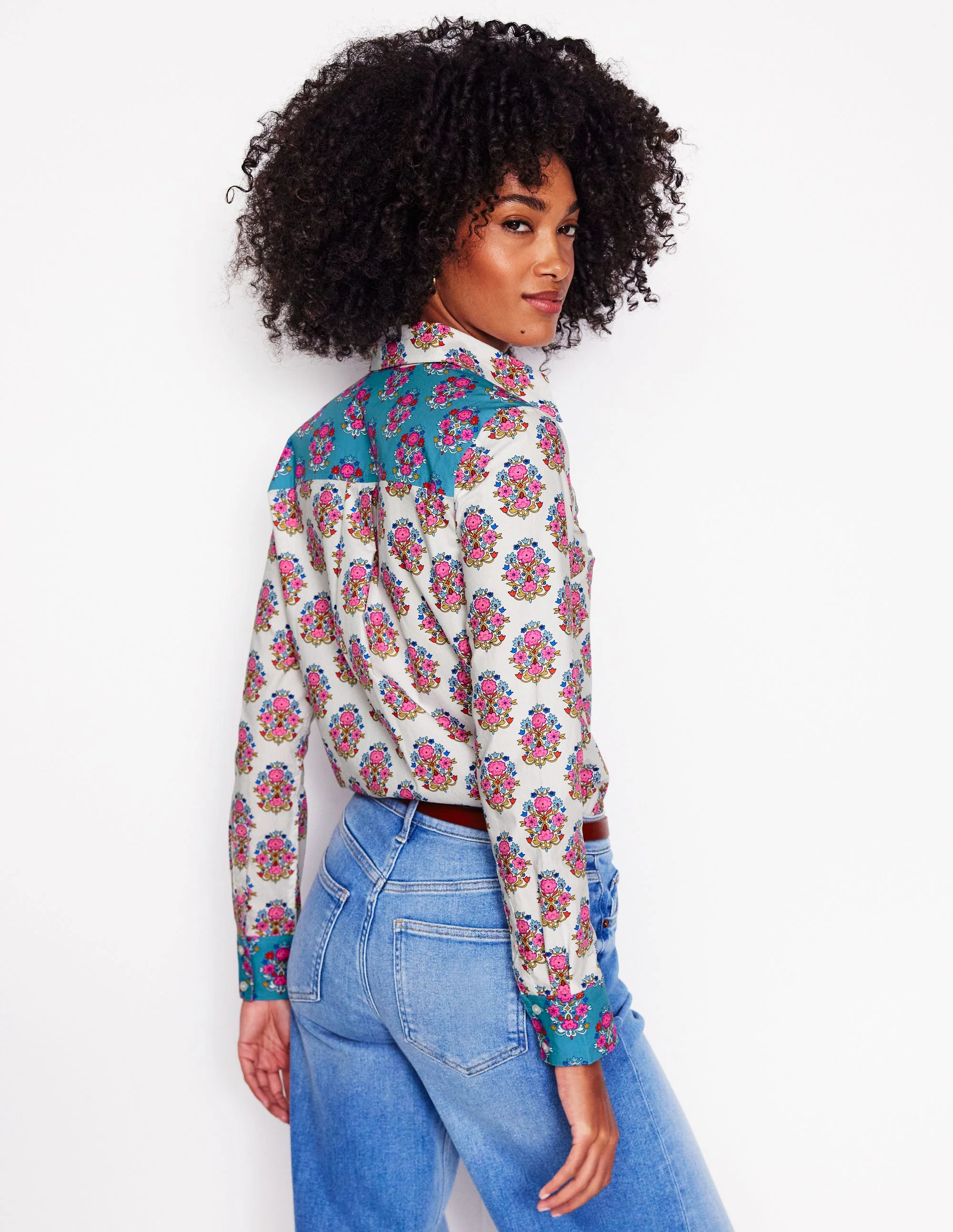 Sienna Cotton Shirt-Ivory, Wildflower Stamp - Image 3