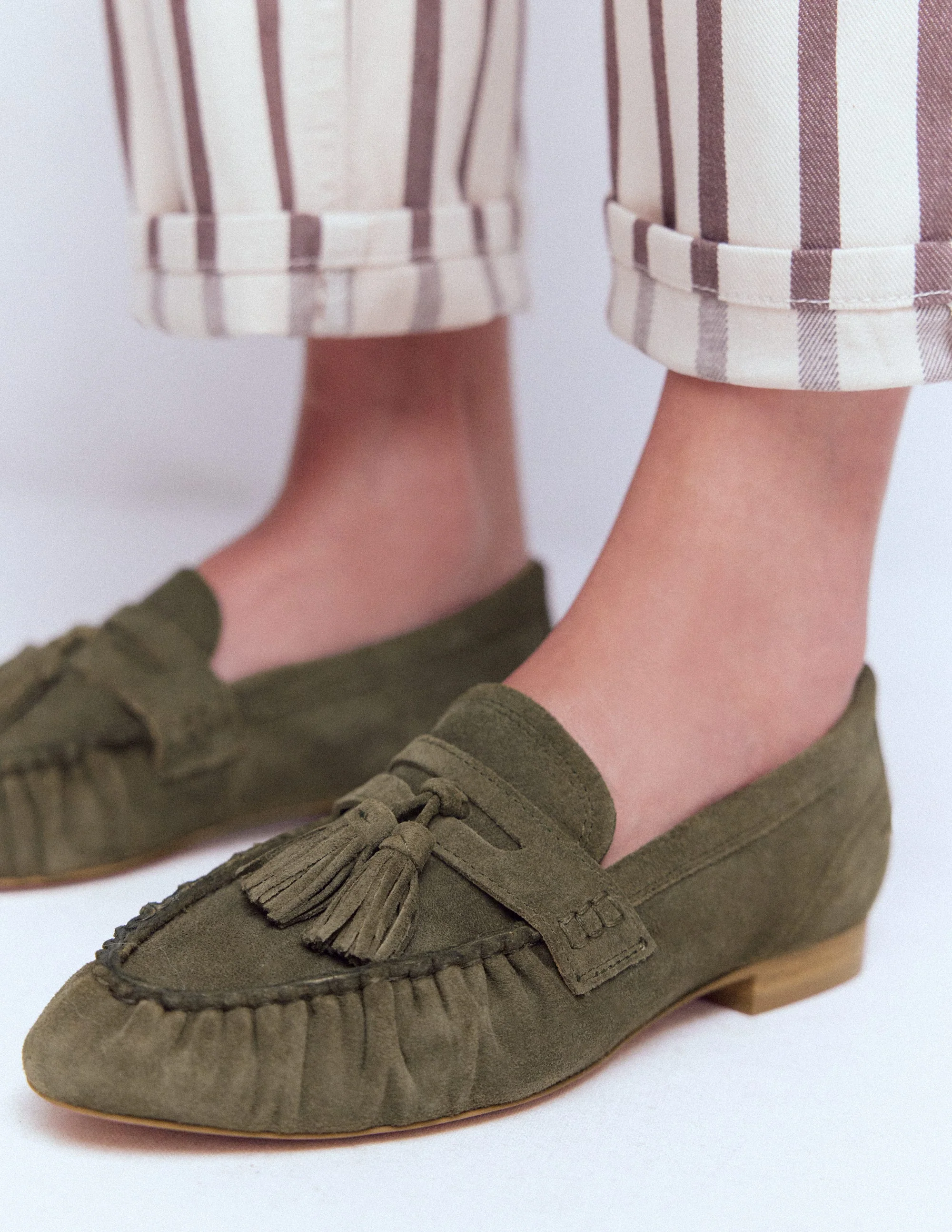 Soft Ruched Loafers-Deep Olive - Image 3