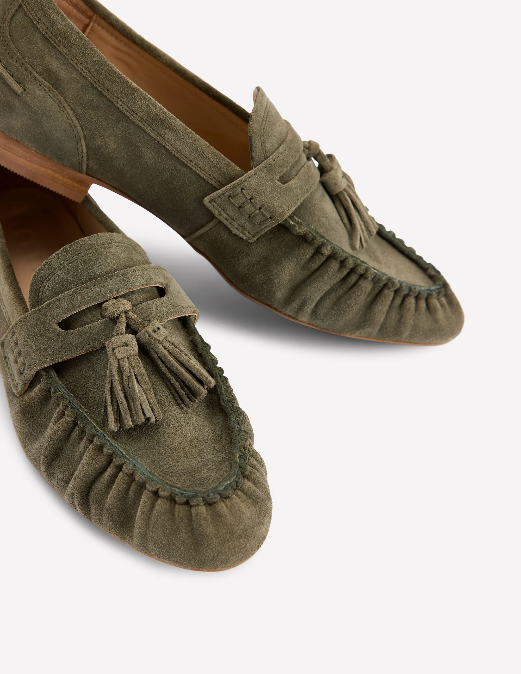 Soft Ruched Loafers-Deep Olive - Image 5