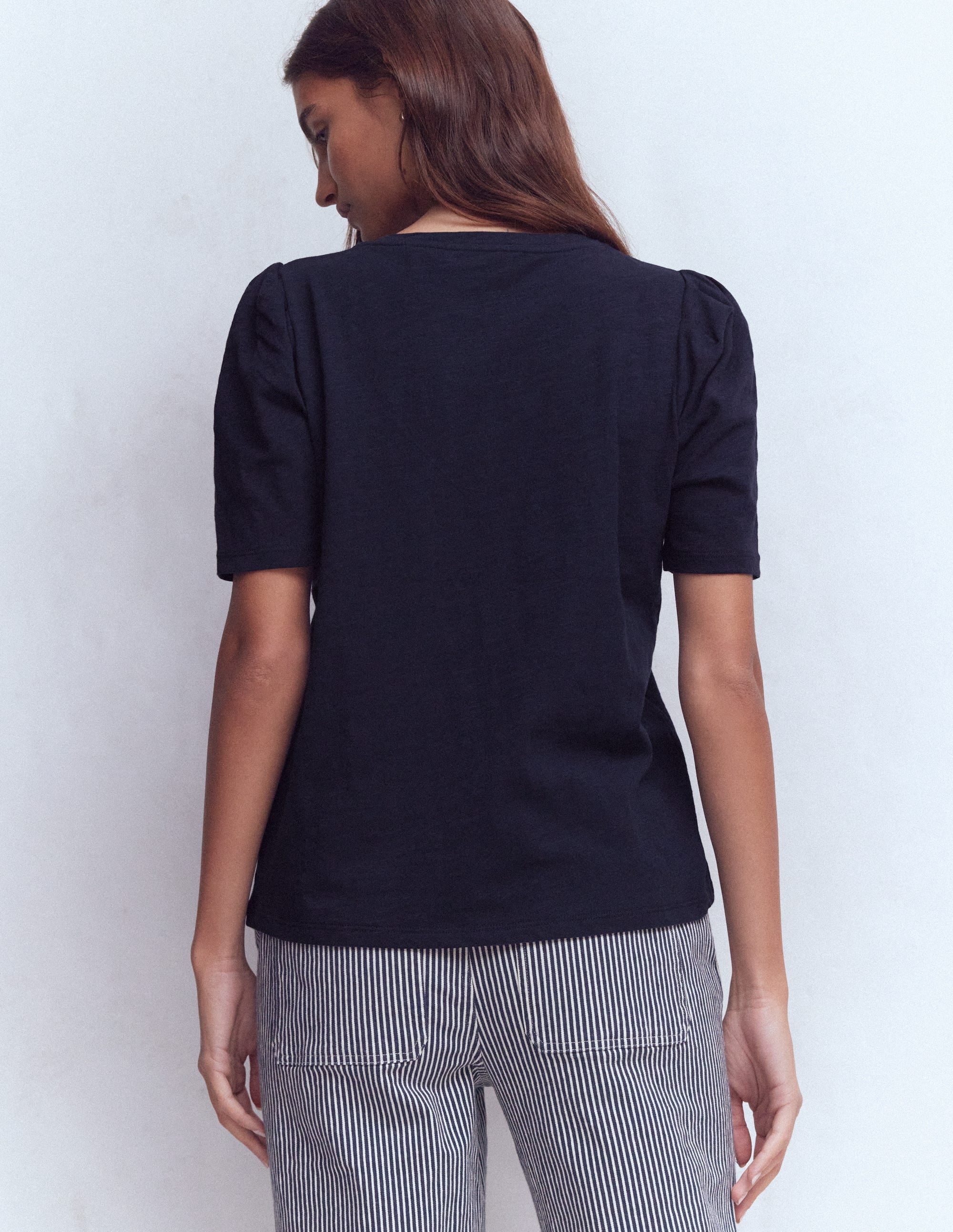 Sophie Puff Sleeve T-shirt-Navy - Image 3