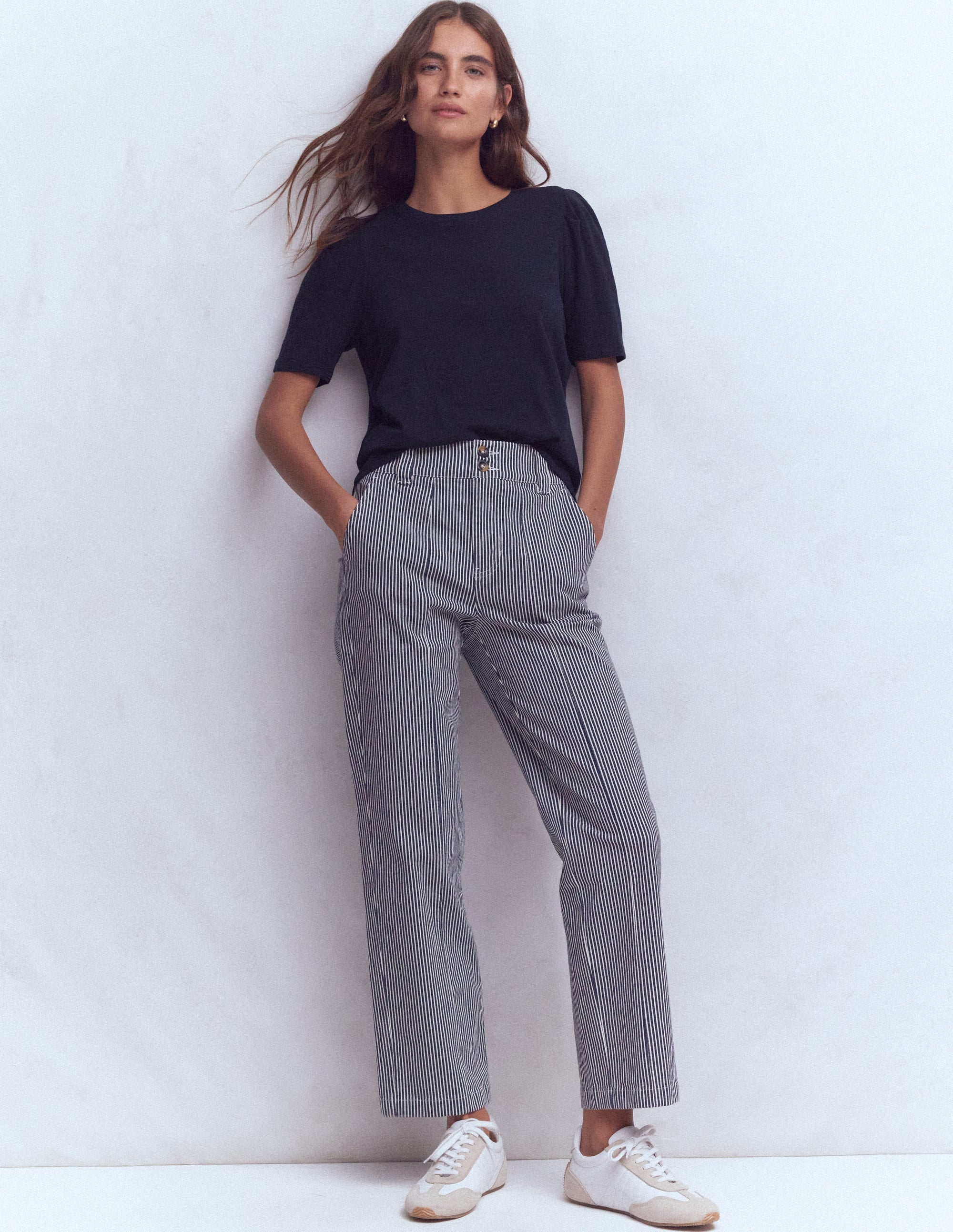 Sophie Puff Sleeve T-shirt-Navy - Image 4