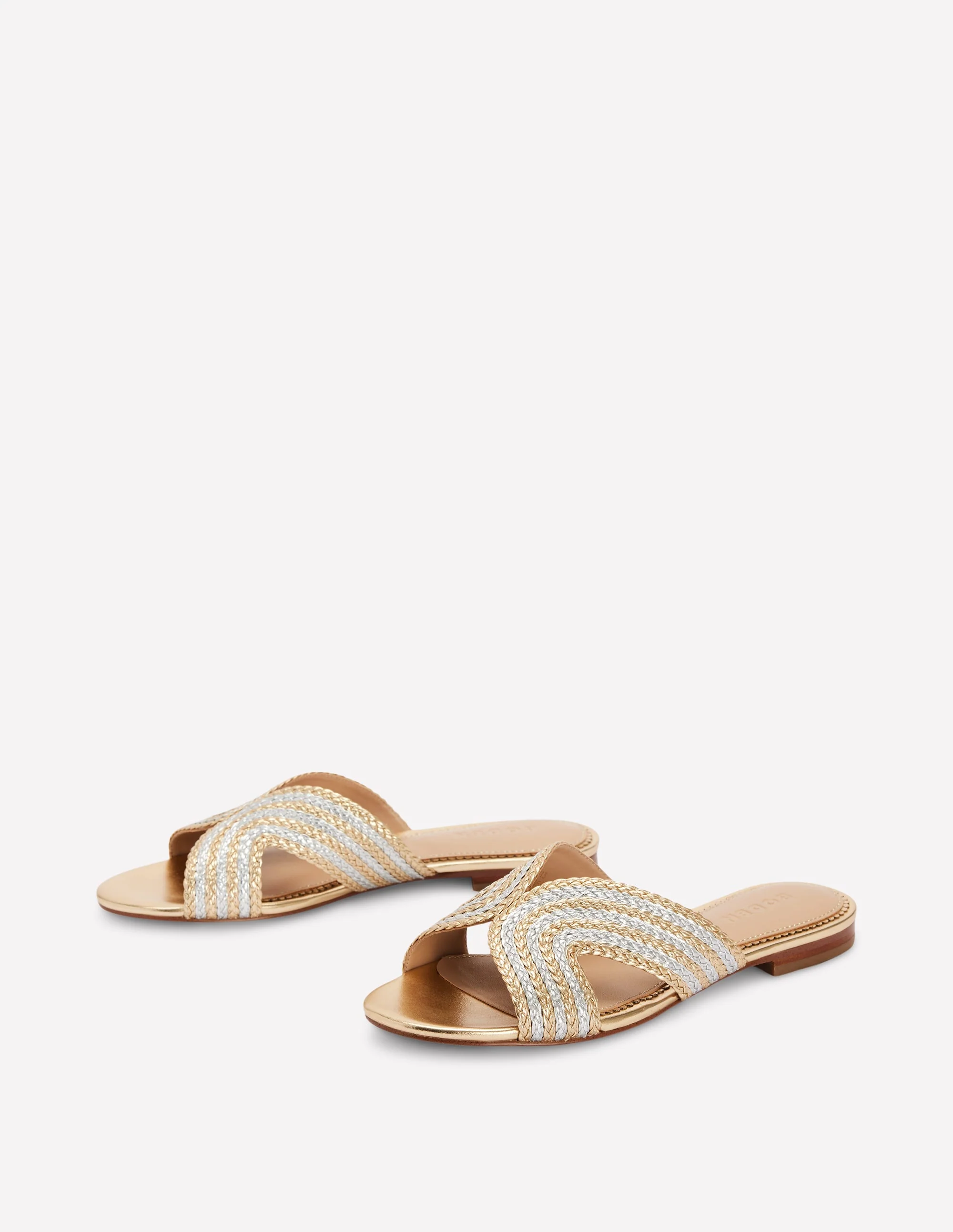 Striped Flat Sandals-Gold/Silver - Image 3