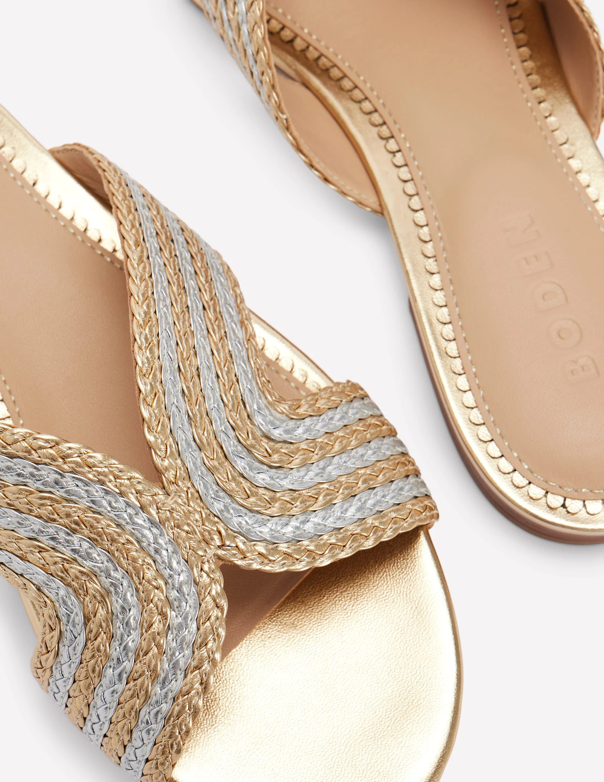 Striped Flat Sandals-Gold/Silver - Image 4