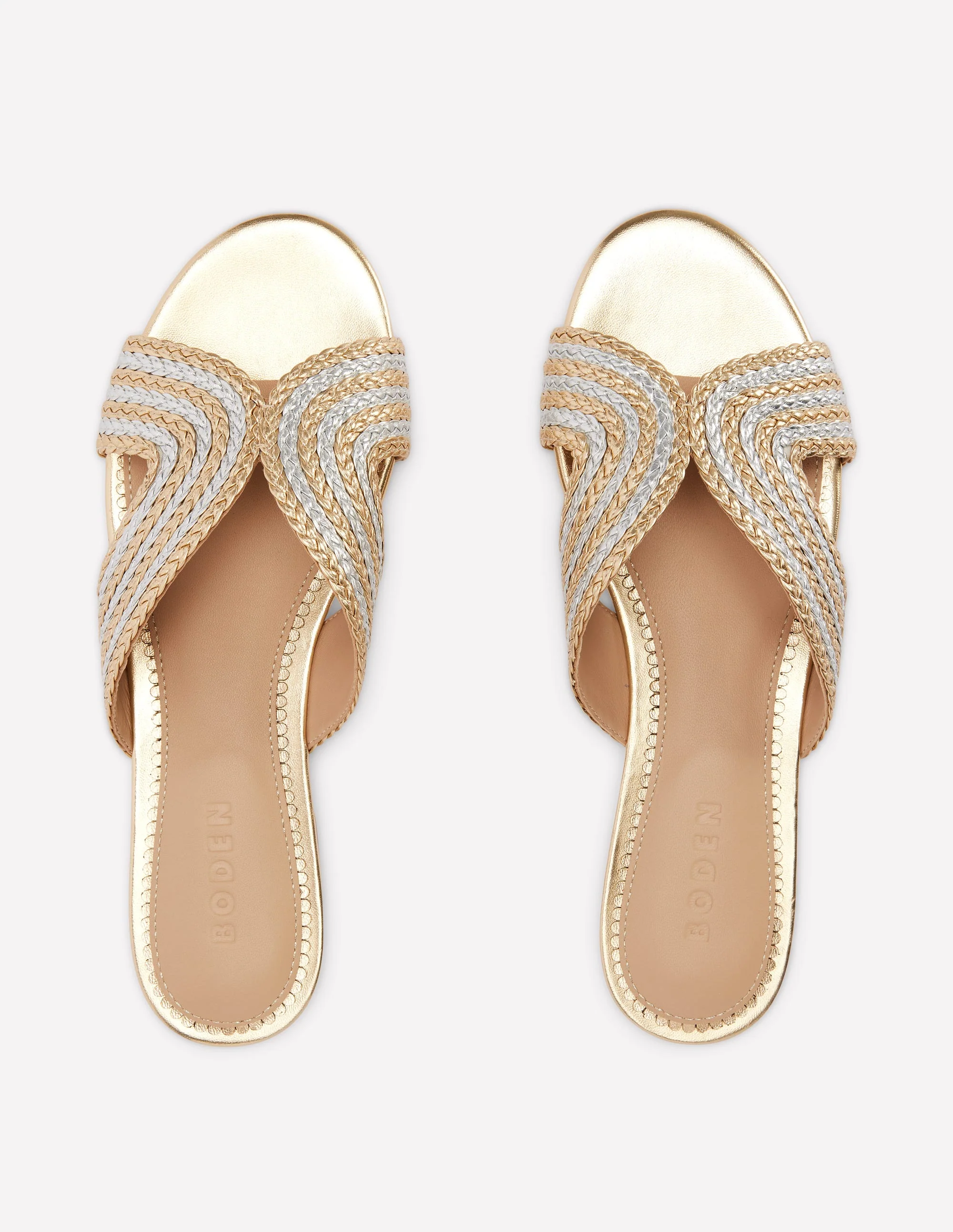 Striped Flat Sandals-Gold/Silver - Image 5