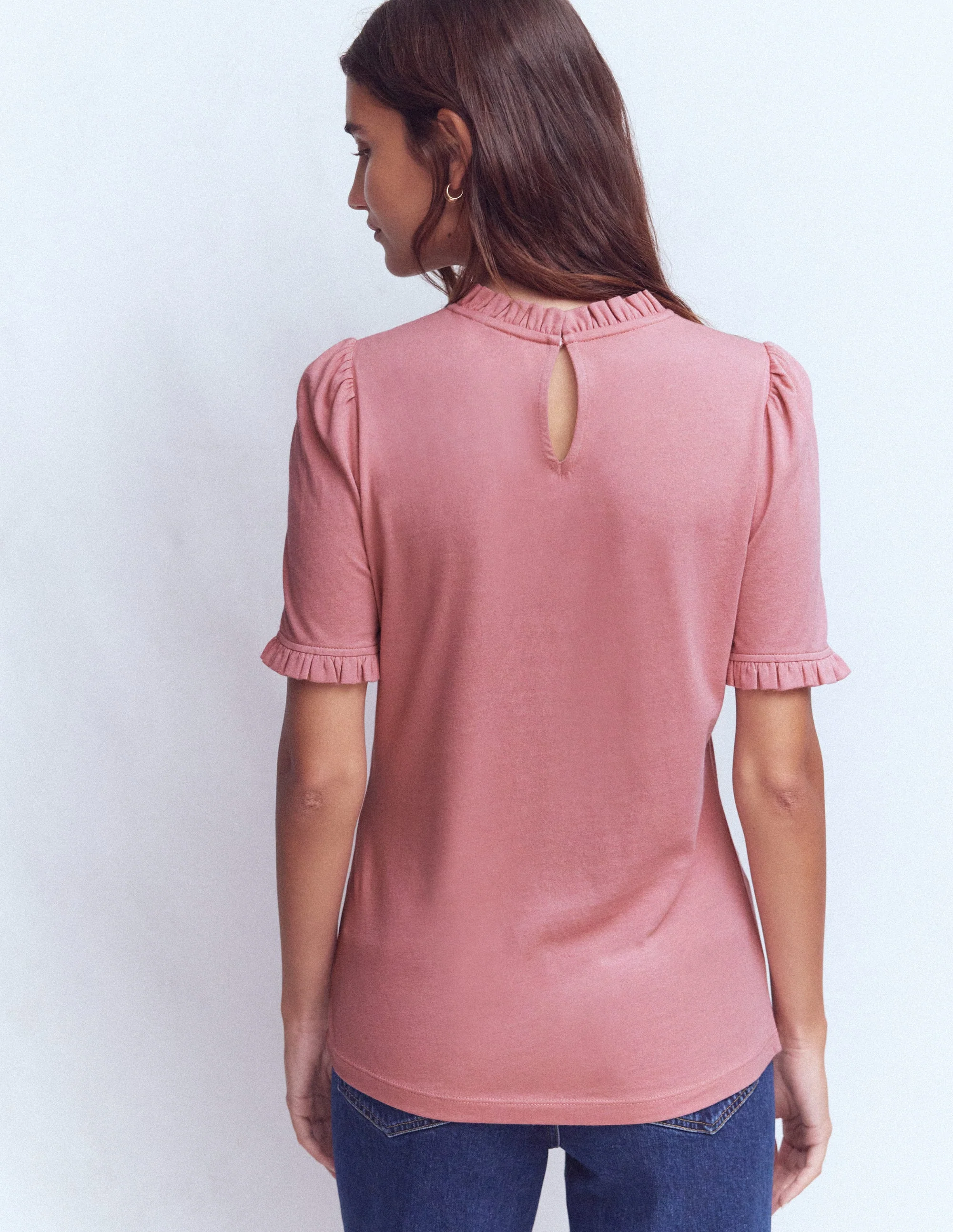Supersoft Frill Detail T-shirt-Vintage Rose - Image 3