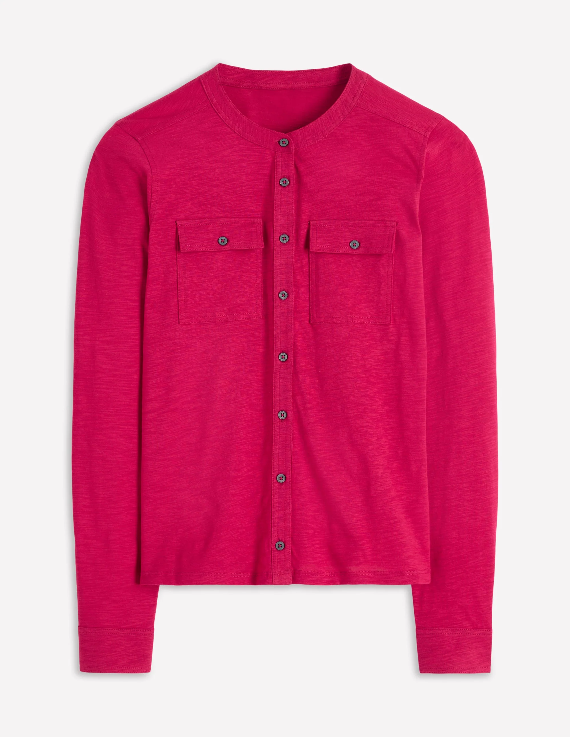 Topstitched Pocket Shirt-Pomegranate - Image 6