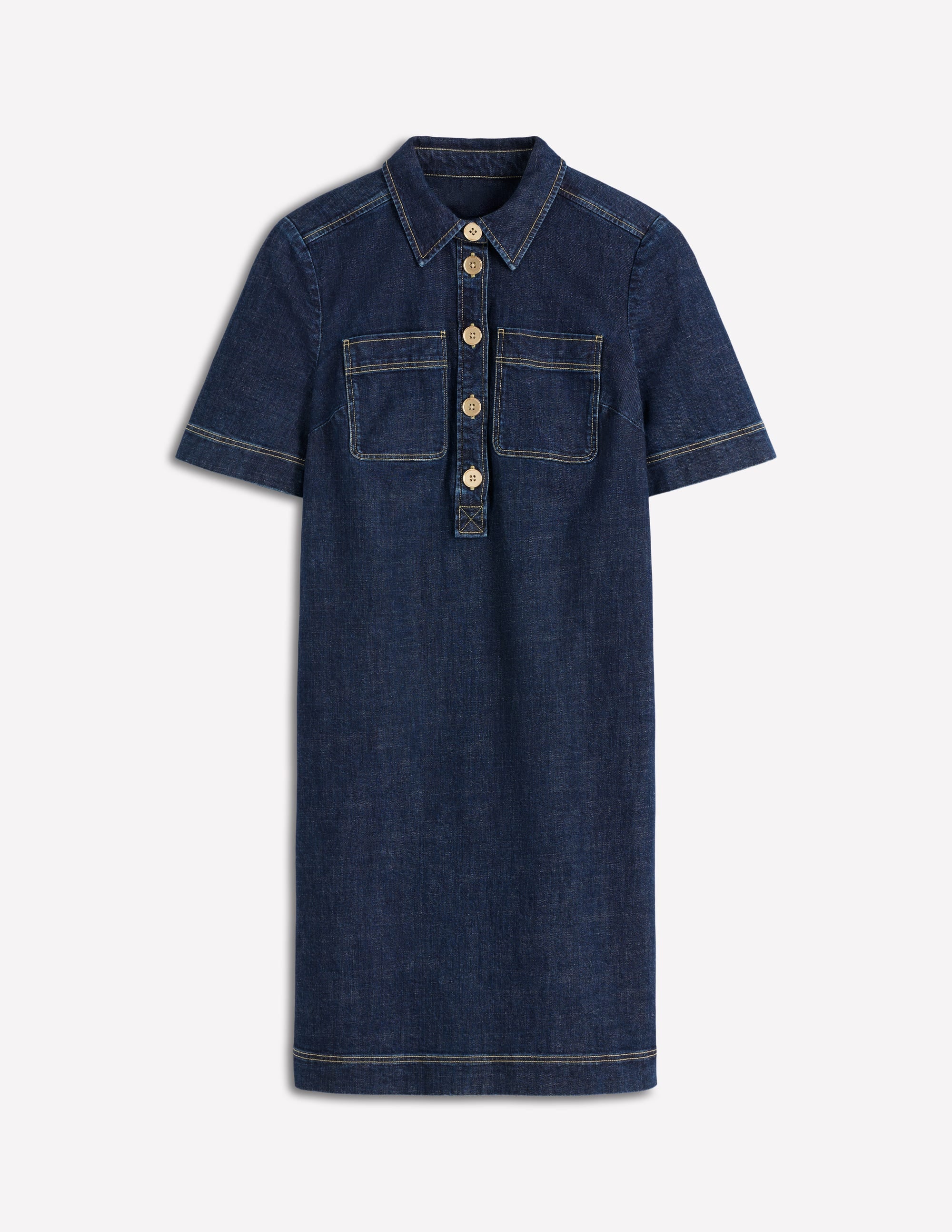 Zia Denim Pocket Shift Dress-Dark Indigo - Image 6